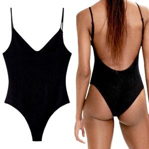 NWOT Mango Textured Swimsuit with low back - size women’s large